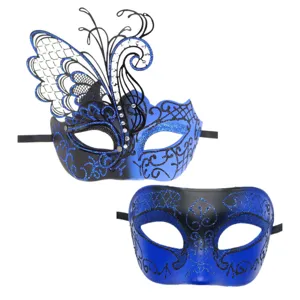 Paar Masken Set mit Metall Schmetterling Flügel und Glitzer für Karneval Party.