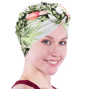 Gorro Turbante Espiral Vórtice para Mujer Poliéster Transpirable Envoltura de Cabeza Estampada Beanie Indio Accesorios de Moda