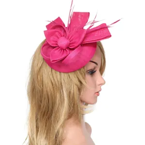 Sombrero fascinator rosa plumas pinza pelo elegante boda cocktail fiesta mujer tocado