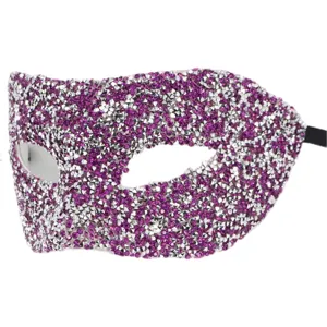 Masque de Bal Masqué Strass Violet Argent Brillant Fête Carnaval Halloween Déguisement Accessoire