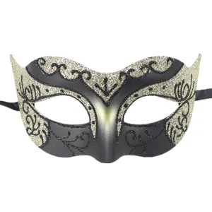 Venetian Masquerade Mask Glitter Black Gold Party Halloween Costume Eye Mask Adults