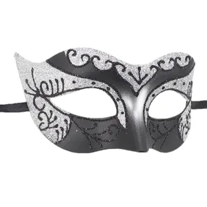 Venetian masquerade mask black and silver glitter party eye mask for Halloween festival