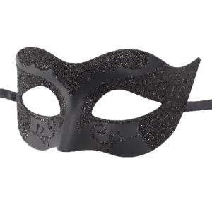 Black glitter masquerade mask detail, exquisite Venetian party face decoration close-up