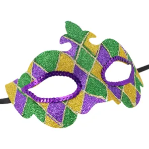 Mardi Gras Masquerade Mask Glitter Sequin Harlequin Party Eye Mask Costume Accessory