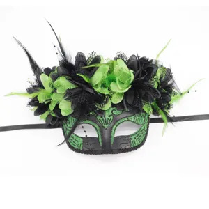 Máscara de mascarada de plumas y flores para carnaval halloween fiesta accesorio