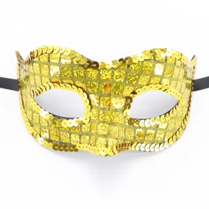 Maschera di carnevale con paillettes dorate festa di Halloween costume accessorio
