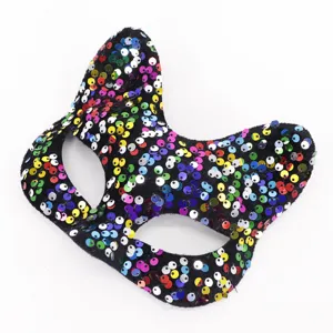 Sparkling sequin fox mask for Halloween, Christmas, and masquerade costume parties.