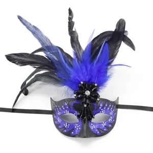 Maschera in Maschera con Piume di Halloween per Donna Sexy Party Queen Eye Mask Carnevale Costume Polka Dot Swan Mask