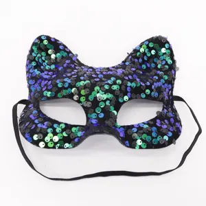 Sequin masquerade mask cat fox eye mask for Halloween party costume ball dress up
