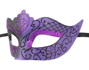 Máscara de mascarada con purpurina violeta motivo de corona para fiesta de Halloween.