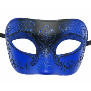 Blau schwarz Maskenball Maske Glitzer Party Augenmaske fuer Halloween Karneval Kostuem Requisite