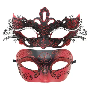 Maschere in Maschera di Coppia in Metallo Ferro Farfalla Stile Romano Strass Glitter Maschere per Halloween Carnevale Pasqua Festa Decor