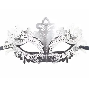 Elegante schwarz weiße Maskenball Maske Filigran Schmetterling Metall Party Halloween Requisite