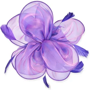 Purple organza shimmering feather fascinator hair accessory for party and cocktail