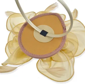 Elegant organza feather fascinator headband for women party and cocktail events.