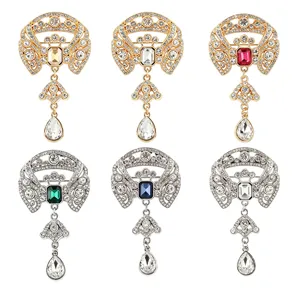 Vintage Kristall Strass Broschen Set, elegante Hofstil Legierung Mantel Accessoires für Damen.