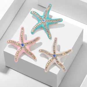 Luxury Enamel Starfish Brooch For Women Men Zinc Alloy Rhinestone Marine Organism Brooch Pin Clothing Hat Accessories Gift Jewelry