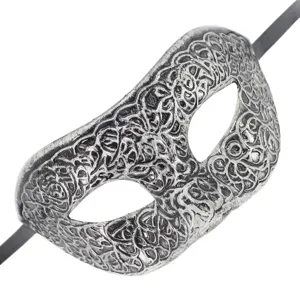 Antiek zilveren masker met wijnrankpatroon voor heren, perfect voor Halloween-feest.