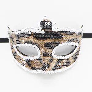 Pailletten Maskerade Maske für Party, glamouröse Leopardenmuster Augenmaske Halloween.