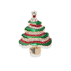 Broche sapin de noel en strass pour femmes, elegante epingle emaillee en alliage