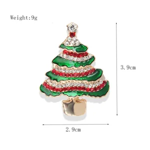 Broche arbre de noel alliage strass vert rouge cristal festif mode bijoux cadeau
