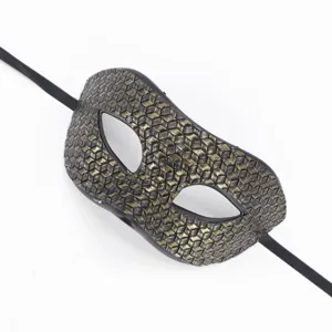 Vintage masque de bal venetien texture cuir or noir fete Halloween costume accessoire prop