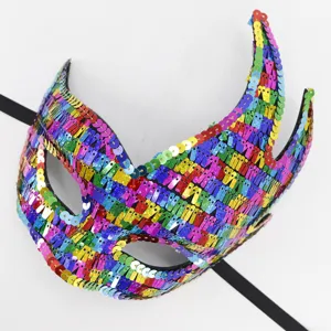 Bunte Pailletten Flammenmaske fuer Halloween Party Karneval Maskerade Kostuem Zubehoer.