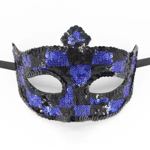 Blau schwarze Pailletten Maske für Fasching Karneval Maskerade Kostüm Party Zubehör