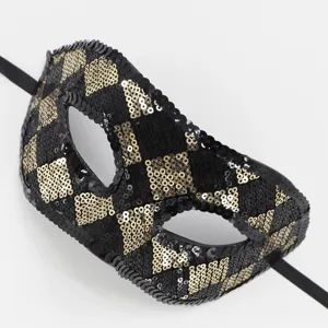 Schwarze und goldene Pailletten Maske Augenmaske für Kostümparty Halloween Karneval Party.