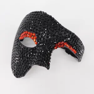 Mascarilla de media cara con diamantes de imitacion para fiestas, Halloween y Navidad.