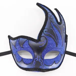 Blauw zwart glitter masquerade masker feest oogmasker voor Halloween carnaval cosplay kostuum