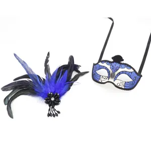 Halloween Feder Masken und Kopfschmuck Set fuer Kostuem Party und Karneval Feiern.