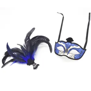 Halloween Feder Masken Set Karneval Kostüm Augenmaske Party Zubehör für Damen.