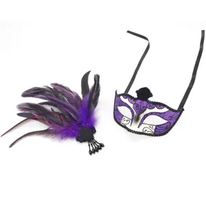 Halloween Feder Maskerade Maske Set sexy Party Koenigin Augenmaske Karneval Requisiten