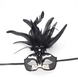 Schwarze Feder Maskerade Maske für Halloween Party, sexy Augenmaske und Karneval Requisite.
