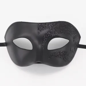 Zwarte masquerade masker detail weergave, glinsterend patroon, feest accessoire