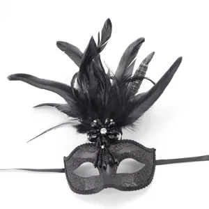 Schwarze Feder Maske Maskerade, ideal für Halloween, Partys und Karneval Verkleidung.