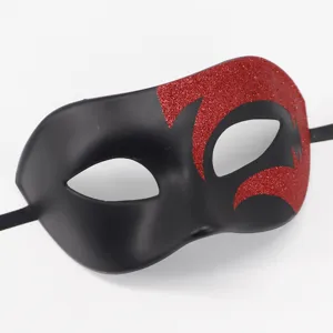 Herenmasker met rode glitters voor verkleedpartijen, Halloween en carnaval evenementen.