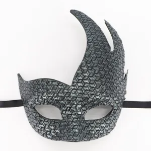 Masque de fete masquerade en cuir avec corne flamme retro pour Halloween et soirees