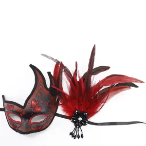 Halloween feather masquerade mask, sexy party queen eye mask for carnival and festival events.