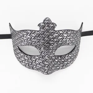 Máscara de mascarada romana cuero vintage fiesta disfraz Halloween plateado metálico