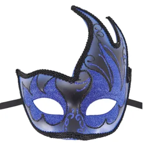 Blauw zwarte glinsterende masker voor Halloween feest kostuum bal oogmasker accessoire