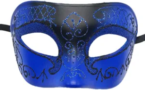 Blauw zwart masker voor mannen halloween feest karneval verkleedpartij rekwisieten accessoire