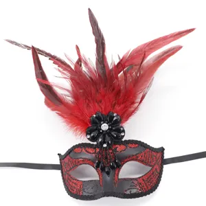 Sexy Venezianische Masquerade Maske Für Damen Luxus Feder Strass Party Augenmaske Halloween Kostüm Abschlussball Cosplay Zubehör