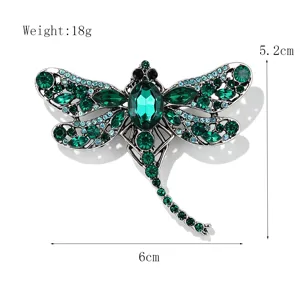 Elegante groene strass libel broche kristal insecten speld voor vrouwen mode kleding accessoires