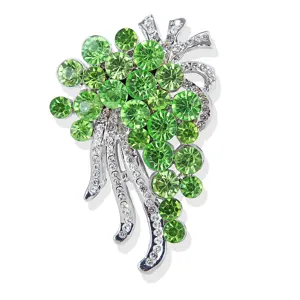 Elegante grüne Kristall Traube Brosche Mode Strass Legierung Anstecknadel Schmuck für Damen