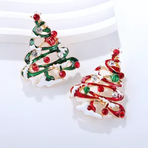 Vintage Legierung Emaille Weihnachtsbaum Brosche Strass Korsage Nadel Geschenk Für Damen Herren Festliche Kleidung Dekoration