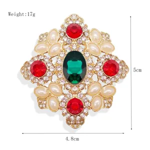 Palace retro emerald brooch baroque gemstone pin suit badge accessory 17g 5x4.8cm