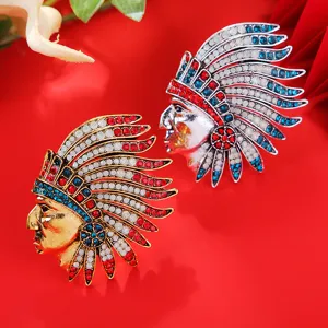 Broche Vintage Chef Indien Strass Homme Costume Col Epingle Revers Bijou Tendance
