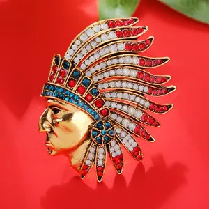 Broche pin chef Indien vintage en strass pour homme, accessoire revers costume.